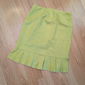 Elegant Lime Midi Skirt with Ruffled Hem